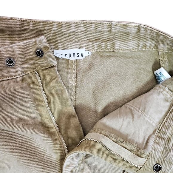 Lacausa Diego Trousers Sz 8 Cargo High Rise Cotton Denim $195 Sand Mineral Wash - Picture 7 of 12